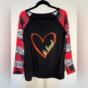 Woman’s Medium “Be Kind”  Black and Red long Sleeve Shirt